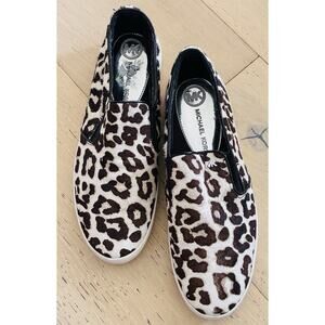 Michael Kors Keaton Leopard Cheetah Print Slip On Sneakers Women's Size 9.5